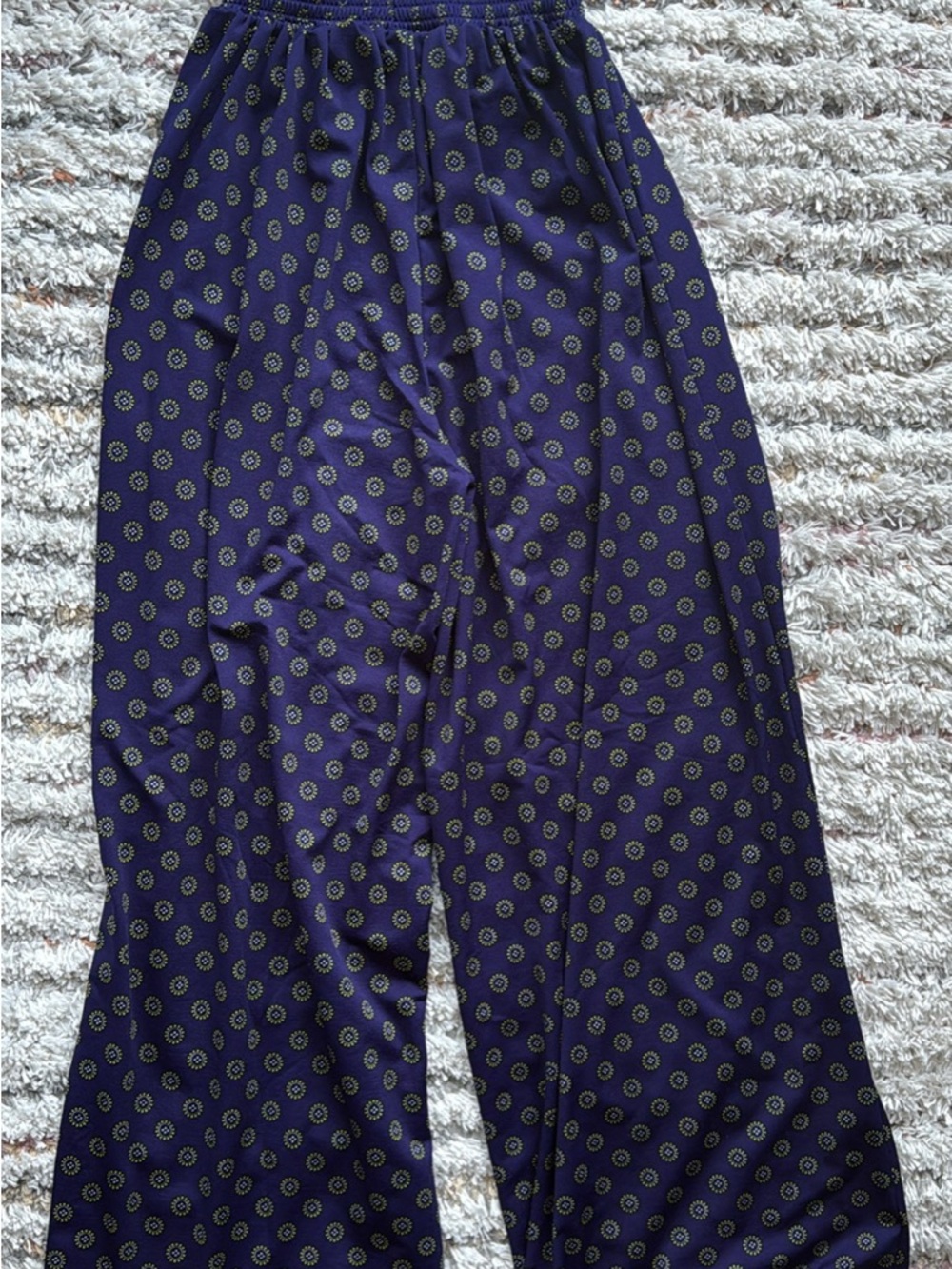 H&M Blue Flowy Pants  with Yellow Accents☀️